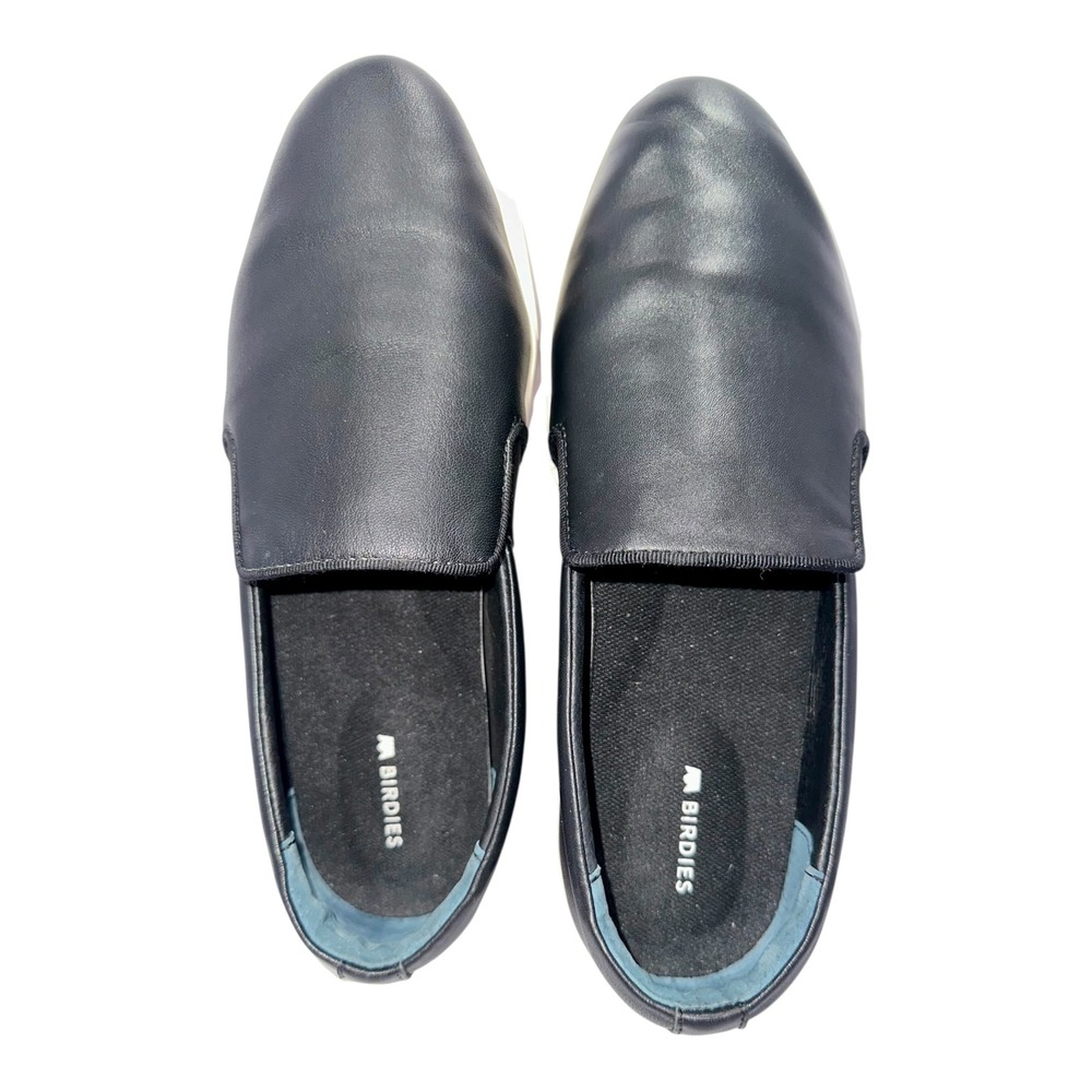 Birdies The Swift Shoes Women's 8 Black Leather Slip On Comfort Loafer Sneakers